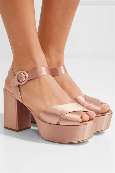 prada pink satin pumps|pink Prada sandals.